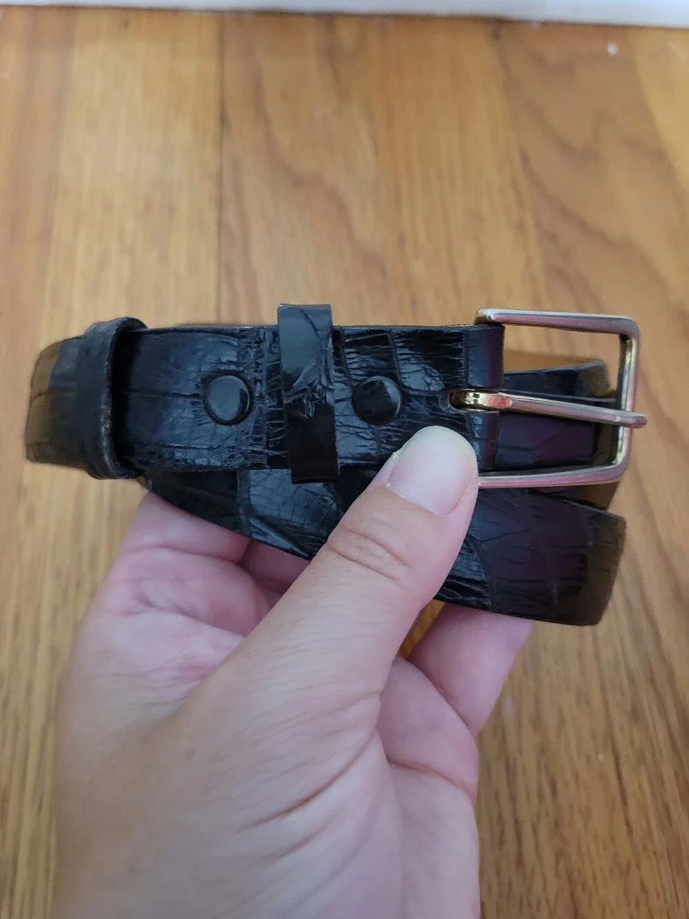 Ceintures Women's Vintage Black Genuine Alligator Belt Size 36 Steerhide Lined